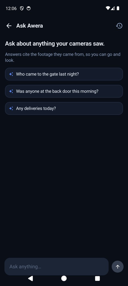 Ask Awera screen answering a question about the site in plain English
